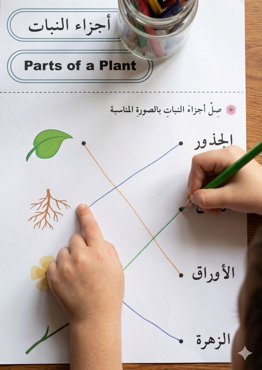 Arabic Parts of a Plant Worksheet & Craft | Science Printable for G1 & KG - Image 4