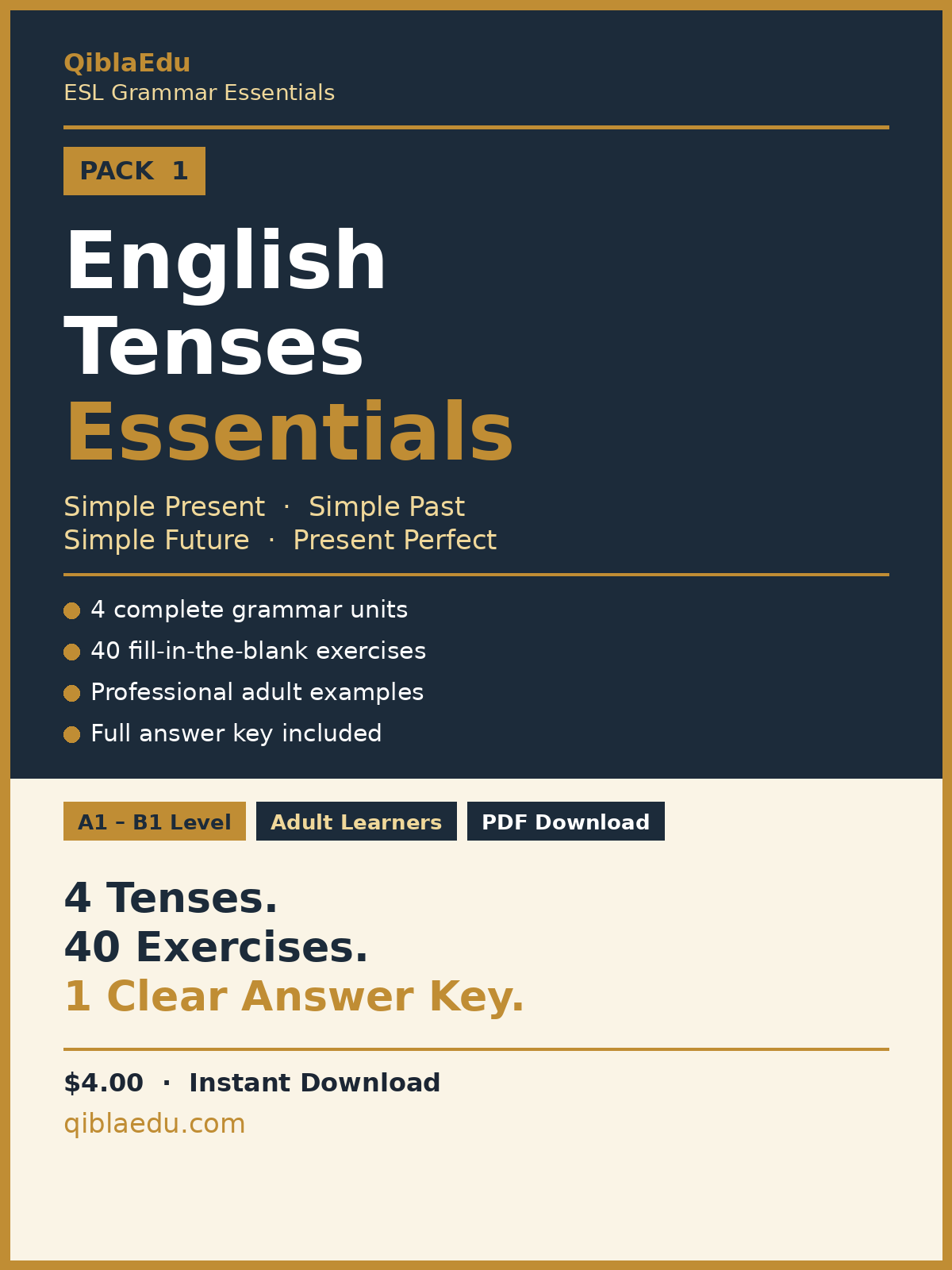 ESL Grammar Essentials — English Tenses Pack 1